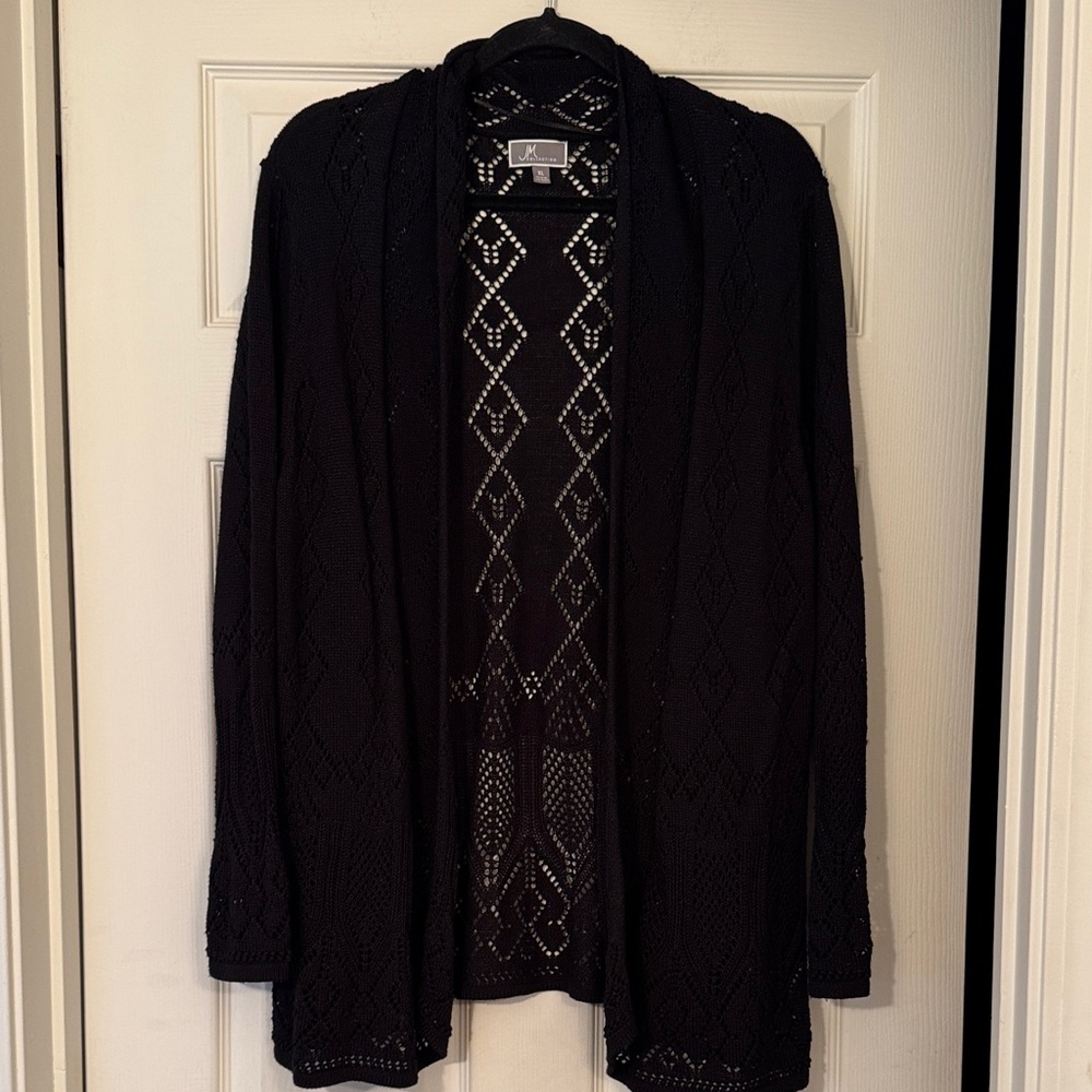 JM Collection Black Open-Front Knit Cardigan XL